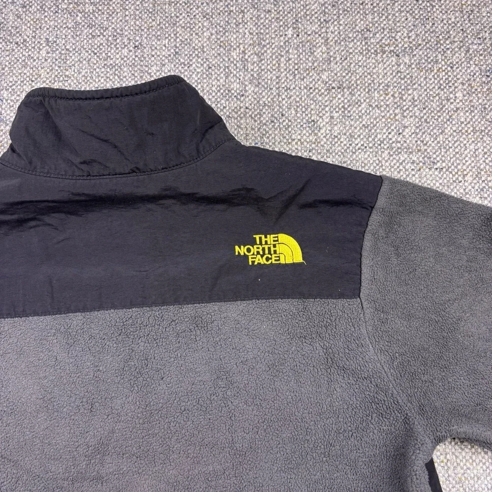 Unisex Kids North Face Fleece Jacket Polartec Gray Black Yellow Fits Like 10/12